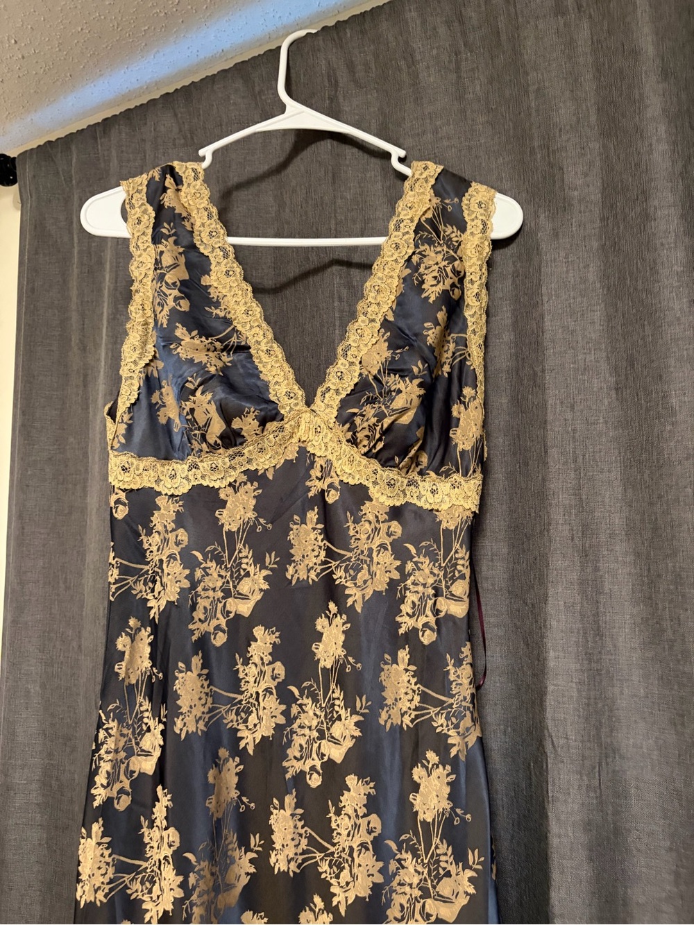 Cotton Candy LA Purple and Gold Floral Lace Slip